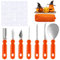 Juego de Tallado de Calabaza de Halloween, 7 Piezas Herramientas de Corte para Ahuecar Trinchar Calabazas DIY Decoración de Halloween Cuchillos de Tallar Calabaza de Acero Inoxidable para Niños