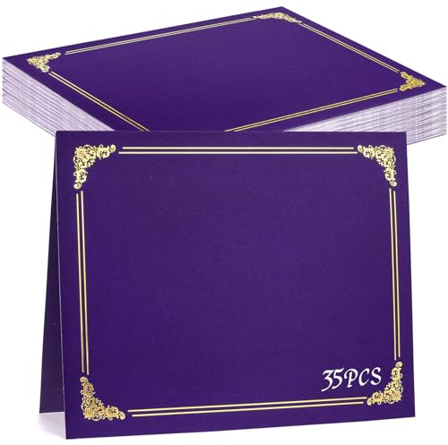 gisgfim 35Pcs Certificate Holders Diploma Covers Single Sided Gold Foil Border Award Certificate Covers for Letter Size 8.5x11 Certificates Cardstock Document Papers Storage Organizer (Purple)