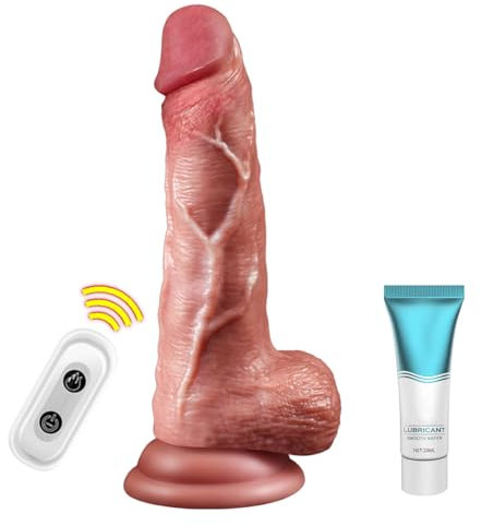 Dildo realistico anale con spinta con modalità di vibrazione potente 7 con per stimolazione del punto G vaginale e anale, vibratore anale del pene maschile, dildo riscaldante multifunzionale