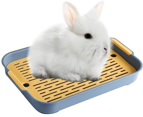 Kaninchen Toilette Tablett Hasentoilette Katzentoilette Hamster Toilette,Kunststoff Gitterrost Kaninchentoilette für Kleintier Chinchilla Hamster Hasen Meerschweinchen (Blau, S)