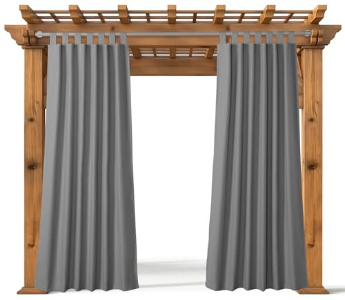 JEMIDI Cortina de Exterior Resistente a la Intemperie con Ojales - Cortina Exterior Impermeable - Cortinas para Balcones - Antracita
