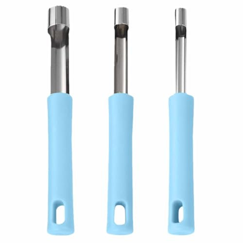3-Piece Stainless Steel Fruit Core Remover Set – Easy-Grip & Durable Kitchen Tool for Baking Apples, Pears & More | Portable Blue Design with Ergonomic Handle