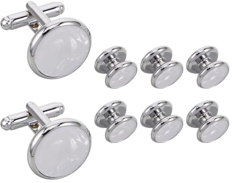 minkissy Manschettknappar och Skjortknappar i Snäckskal Klassiska Runda Franska Manschetter för Brudgum och Formella Bröllop Business Accessoarer