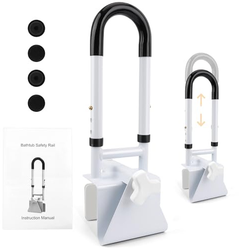 Maniglia per vasca da bagno, 45,7 - 55,9 cm, regolabile, per pareti della vasca da bagno da 8,9 a 17,7 cm, barre di sicurezza per anziani, anziani e disabili, con capacità di 113,4 kg
