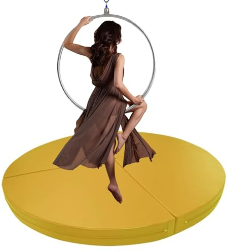 Pole Dance-matta, 1/2/4 tum tjock crashpad för Aerial Lyra, yoga och dansstång, säkerhetsmatta för gym, vikbar antikollisionskudde (gul, 150 cm x 3 cm, 59 tum x 1,2 tum
