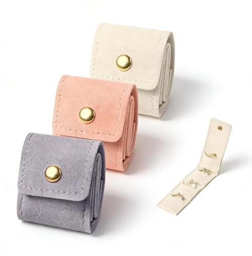 HomeMirth Jewellery Box Rolls for Travelling 3Pcs Trinket Ring Earring Travel Jewelry Organiser Small Storage Friendship Gift Ideas for Women 15 Year Old Teenage Girls