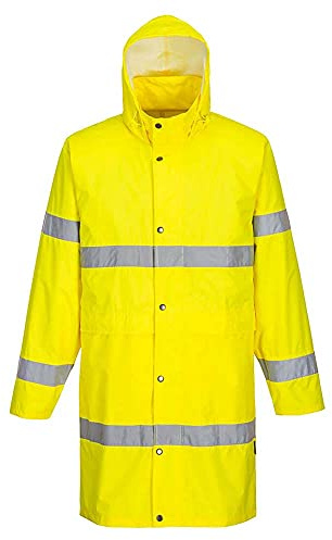 Portwest H442 Regnjacka Hi-Vis 2 Fickor Reflekterande Tejp Stuva Undan Huva | Gul, 4XL, EN ISO 20471 Klass 3, UPF 40+, Normal Passform, Lång Ärm, Polyester, Vattenavvisande, Maskintvättbar, Ventilerad