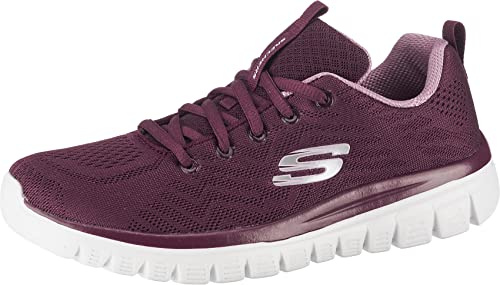 Skechers Donna Graceful Get Connected Trainers, Wine Mesh/ Lavender Trim, 35 EU