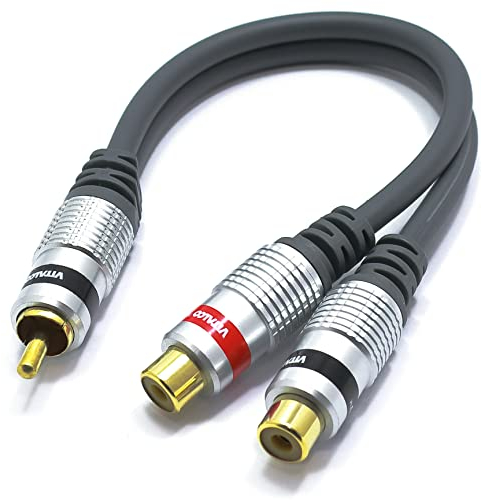 VITALCO Cinch auf 2x Cinch Audio Y Adapter 1 Chinch Stecker zu Zwei RCA Buchse Subwoofer koax Y kabel Verteiler