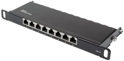 Good Connections Panel de Conexiones para armarios de Pared o de Red de 10, Cat. 6, 250 MHz, 8 Puertos, 0,5 U, apantallado, Apertura sin Herramientas, Color Negro Intenso (RAL9005)