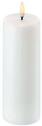 Uyuni-Beleuchtung | Flammenlose LED-Stumpenkerze | Batteriebetriebene Kunstkerze mit flackernder 3D-Flamme, Nordic White, 5,8 x 15 cm