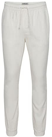 11 Project PROeyvind Herren Leinenhose Lange Stoffhose mit Kordeln Regular Fit, Größe:XXL, Farbe:Off White (114201)