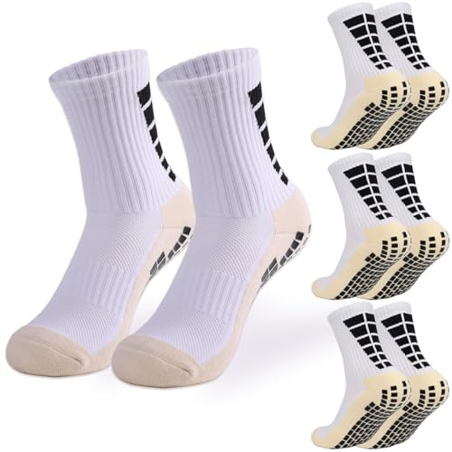 Grip Socks Football,3 Pairs Anti-Slip Slipper Socks for Men Women Athletic Breathable Sports Socks with Anti-Blister Rubber Pads for Football Basketball Soccer Volleyball Yoga Running Trekking Hiking