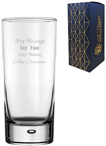 Personalised Engraved Any Message Bubble Hiball Glass, 13oz/384ml Cocktail, Birthday, Anniversary, Wedding, Mothers Day, Fathers Day, Christmas, Halloween, Valentines Day