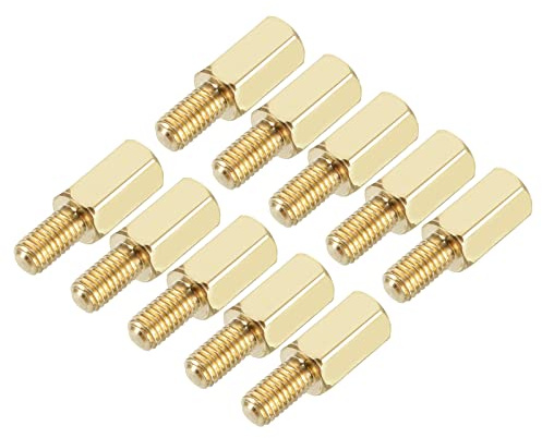 YOKIVE 40pz Distanziale Ottone Esagono Filettato, Distanziale Esagonale con Filetto Femmina e Maschio | Fissaggio alla scheda madre, Ottimo per Industrie elettroniche (M3 8+6mm)