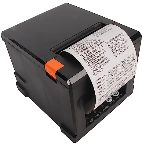 Thermo-Belegdrucker mit Automatischer Schneidevorrichtung, POS-Drucker 80 Mm, Unterstützt Serielle USB-Ethernet-Schnittstelle, Kassenschublade, (EU-Stecker)