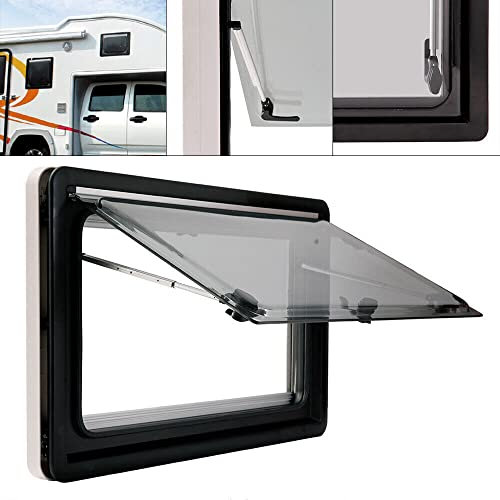 Caravan Window Wohnwagen Ausstellfenster, Wohnmobil Fenster Polyplastic, Caravan Seitenfenster Push Up Aufklappbar für Wohnwagen und Wohnmobile (45x55cm)
