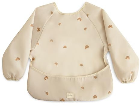 mushie Ärmellätzchen Baby Langarm | Wasserdichtes Lätzchen mit Ärmeln für Kleinkinder | Verstellbare Passform für 6-24 Monate | Farbe: Rainbows