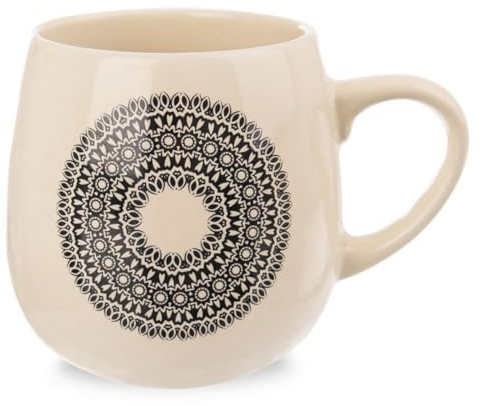 Keramikbecher Becher Kaffeebecher Teebecher Tasse aus Keramik mit Henkel MANDALA 600 ml