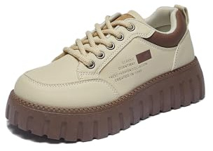 Baskets à Plateforme pour Femmes Retro Lace Up Chunky Sneakers Chaussures de Tennis Basses Confortables Chaussures de Marche（Kaki 38）