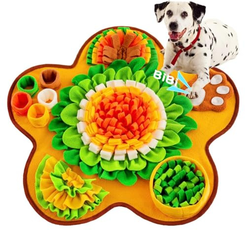 Snuffle Mat for Dogs, TAIYUNWEI Pet Slow Feeding Mat, Interactive Pet Foraging Mat for Smell Training, Stress Relief, Puzzle Training Toy for Large Medium Puppies (Big Flower)