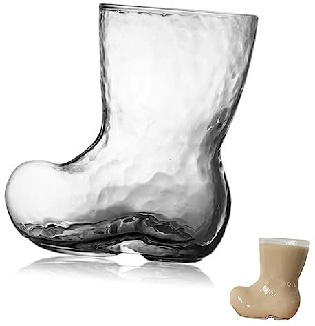 CIYODO Tasse En Verre Unique En Forme De Botte 380 Ml Pour Bière Boisson De Noël