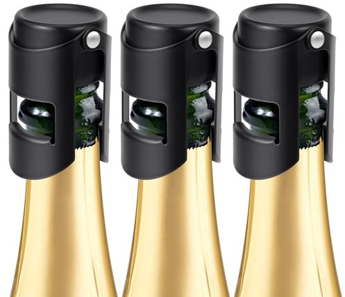 Tappo per Champagne, 3 Pezzi Tappo per Spumante in Acciaio Inox, a Prova di perdite, Mantieni Fresco, Riutilizzabile per Sigillare Bottiglie di Vini, Adatto per Vino Rosso, Cava, Prosecco, Frizzanti