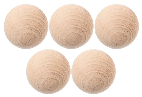 Wooden Croquet Balls Replacement Set 5 Pack Unfinished Beech Wood Balls for Lawn Game Outdoor Play Crafting and Painting