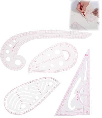 4 Stück Kurvenlineal,Schneiderlineal,Nählineal,Kurvenlineal Schneiderbedarf,Lineal Nähen Kleidungs,Schneider Lineal,Näh Lineal,sewing gauge,nähzubehör lineal,schneider-lineal,für DIY Kleidung