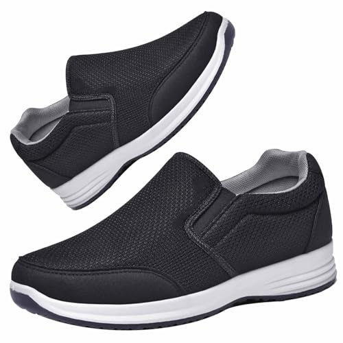 Aocase Zapatos para DiabéTicos para pies Hinchados Hombre Extra Ancho Zapatillas para Hombre Sin Cordones Diseño Cómodo Ancho Especial Sneakers Casual,Menblack,41 EU
