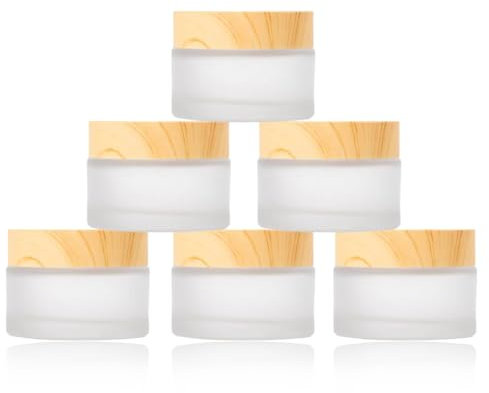 6 Pezzi Vasetti Vetro Piccoli, 20ml Contenitori da Viaggio, Riutilizzabile Barattolini Vetro Piccoli con Tappo, Contenitore Cosmetico Vuoti Viaggio, per Cosmetici, Creme, Lozioni