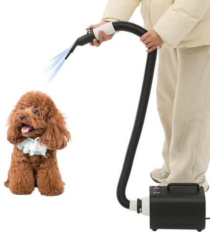 Aspirateur Poil de Chien et Chat LED et Écran Tactile 9 Vitesses Ventilation et Réglage Température avec 3 Buses Aspirateur Poils D'animaux pour Animaleries, Cliniques Vétérinaires (Noir)