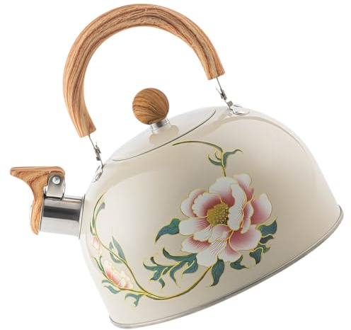 FOMIYES Bouilloire de Camping 3L Sifflet Poignée Ergonomique Compatible Plaques à Induction Acier Inoxydable pour Randonnée et Activités en Plein Air