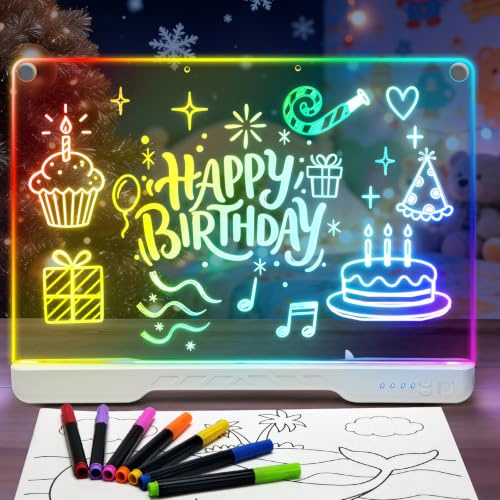 Tablero de Dibujo LED Recargable,7 Modos de Luz Fija y 3 Modos Flash RGB