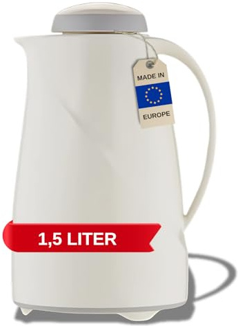 Helios Isolierkanne Wave, 1,5 Liter, Kunststoff, weiß, Drehverschluss, spülmaschinenfest