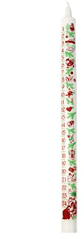 OLShop AG Kalenderkerze Adventskerze Weihnachtsmotiv weiß 41 cm 24 Tageseinheiten Adventskalender, Weihnachtskalender