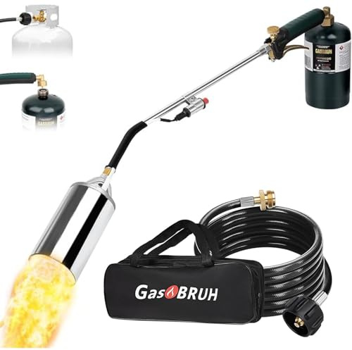 GasBRUH Propane Torch Weed Burner Kit,Weed Torch 360,000 BTU,Blow Torch with 1lb Propane Converter Hose,Blow Torch for Weeds,Wood,Roof,Ice Snow,Road, Fire Start,Charoal Start(Fuel not Included)