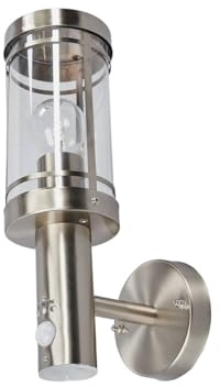 Lindby Outdoor Wall Light Djori dimmable with Motion Detector (Modern) in Silver Made of Stainless Steel (1 Light Source, E27) from wall lamp for Exterior/Interior Walls House Terrace und Balcony