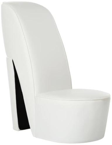vidaXL Sillón Forma Zapato Tacón Cuero Sintético Mobiliario Decoración Estructura Robusta Duradera Elegante Tapizado Suave Cómodo Estabilidad Blanco
