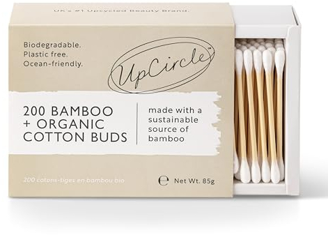 UpCircle Bambus-Wattestäbchen – 200 Stück – biologisch abbaubar, nachhaltig, plastikfrei, vollständig recycelbar – umweltfreundliche Ohrstöpsel – ein Grundstück für jedes Badezimmer