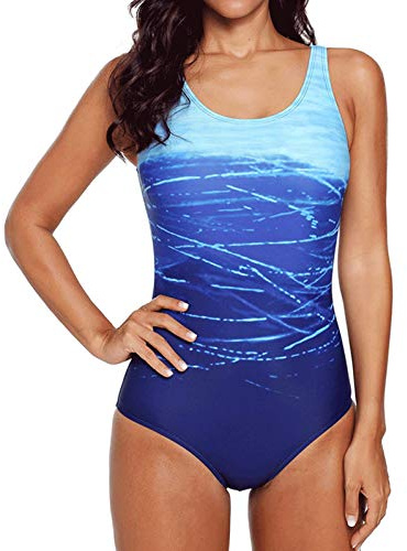 DURINM Bañador Mujer Sexy Trajes de baño de Una Pieza Bañador Flores Halter con Espalda Vendaje Monokini Verano Vacaciones Playa