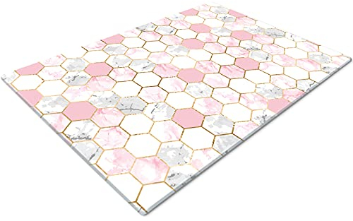 Glass Chopping Board | Non Slip Worktop Savers for Kitchen | Small Chopping Boards for Kitchens | Pink, White, Grey