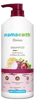 Mamaearth Onion Shampoo for Hair Growth & Hair Fall Control with Onion & Plant Keratin White 1 L (Pack of 1)
