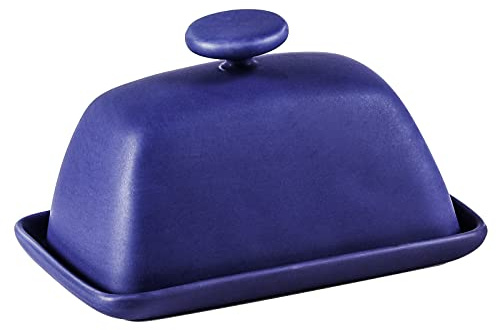 Yundu Butterdose aus Keramik, violett matt, Behälter zur Aufbewahrung von Butter, mit Porzellangriff und Deckel
