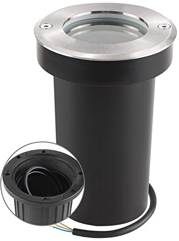 URing Bodenstrahler außen Schwenkbar IP67 Bodeneinbaustrahler Aussen für GU10, Rund Bodenleuchten Außen Edelstahl Gebürstete Oberfläche Bodenlampe Außen für Terrasse Garten, Ohne Leuchtmittel