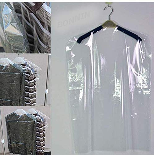 50 Polythene Garment Covers Clear Plastic Clothes Covers Durable, Reusable, and Space-Saving Ultimate Dust and Moisture Protection Garment Bags for Home, Clothing Stores & Dry Cleaners 24 x 38