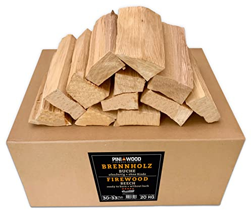 PINI Grillholz OHNE RINDE Buche 20 Kg Brennholz 30-33 cm für Pizzaofen Grill Smoker Kamin Feuerschale