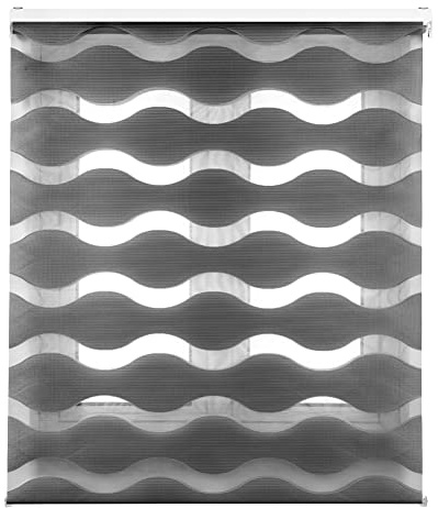 Decorblind | Estor Enrollable Doble Capa Noche y Día - Instalación Pared o Techo, Medida 120x180 (Ancho x Largo), Tela 117x175 - Color Antracita, para Ventanas