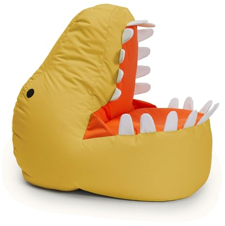 Lumaland Kindersitzsack Dino | Sitzsack Tier Familie für Kinder | Wasserabweisender Bean Bag für Indoor & Outdoor | Pflegeleichtes Material | 90 x 90 x 70 cm & 4,1 kg leicht [Gelb]