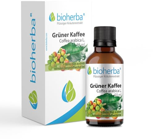 Grüner Kaffee Tropfen, Tinktur 50 ml – Auszug aus Coffea arabica L., ergänzt mit Vitamin B6, Vegan von BIOHERBA PZN 17186687 Coffea arabica L., ergänzt Coffee Grüner Kaffee Tropfen